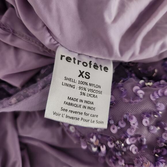 Retrofete Mich Sequin Dress Purple Size XS Sleeveless Cowl Neck - Picture 10 of 12